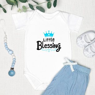 Sweet "Little Sessing" Blue Baby Strampler