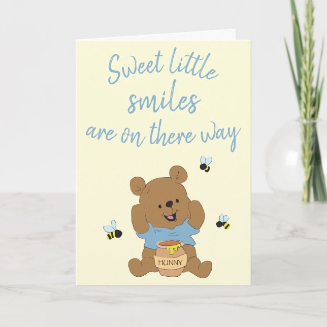 Sweet Little Smiles Bear Bumblebee Brown Karte (Vorderseite)