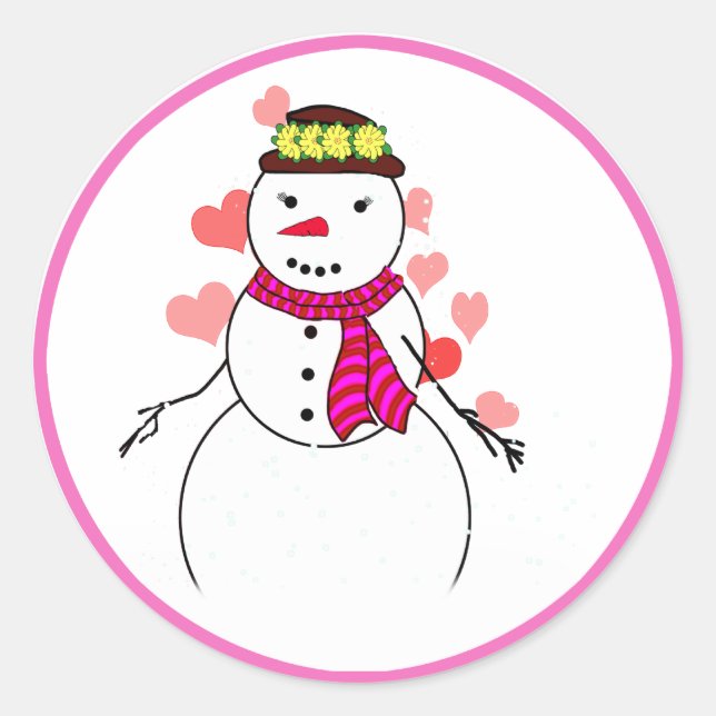Sweet Little Snow Girl Runder Aufkleber (Vorderseite)