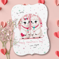 Sweet Llama Kids Classroom Valentine's Day Card