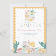 Sweet Llama Pastel zum Geburtstag Einladung mit Ka