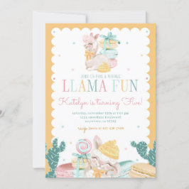 Sweet Llama Pastel zum Geburtstag Einladung mit Ka