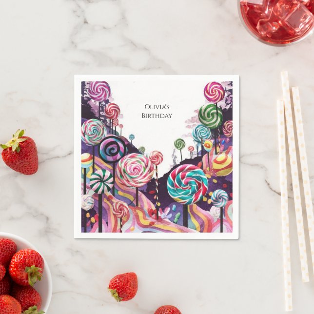 Sweet Lollipop Candyland Birthday Serviette (Beispiel)