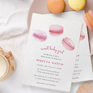 Sweet Love   Baby shower Macarons roses Invitation