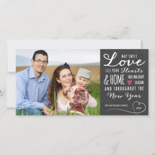 Sweet Love Chalkboard Carte photo de vacances