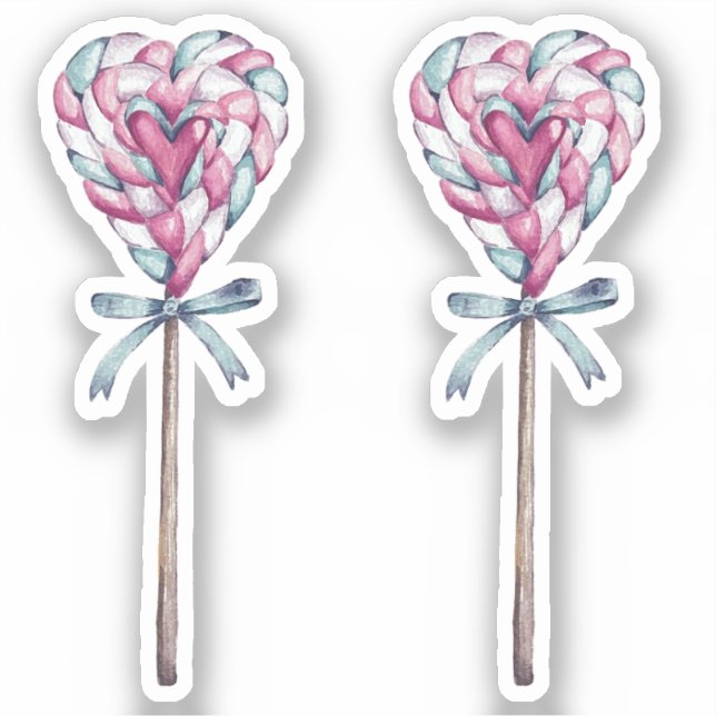 Sweet Love Coeur Marshmallow Lollipop Sticker (Recto)