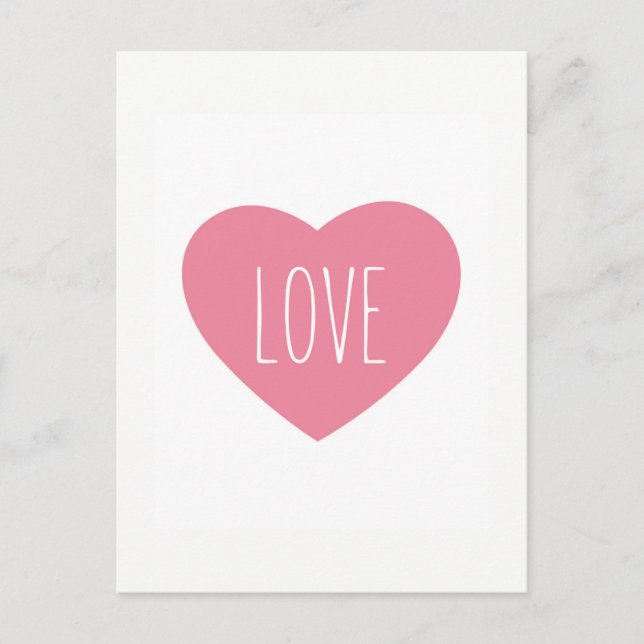 Sweet lovely pink heart love postkarte (Vorderseite)