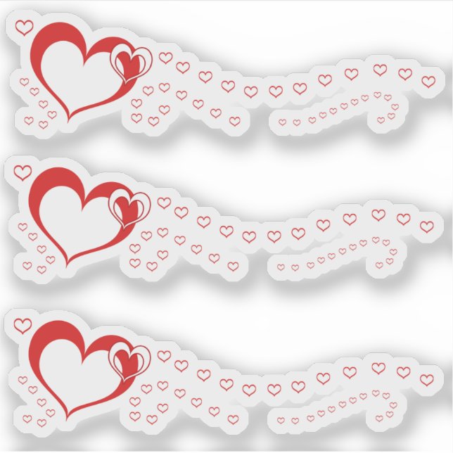 Sweet Lovely Romantic Red White Hearts Aufkleber (Vorderseite)