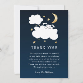 Sweet Lullaby Bunny Baby Dusche Navy Gold Dankeskarte