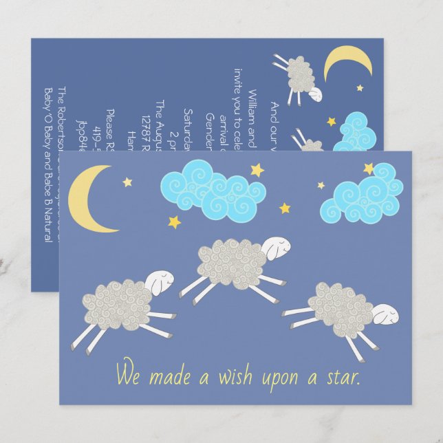 Sweet Lullaby Gender Neutral Baby Dusche Einladung (Vorne/Hinten)