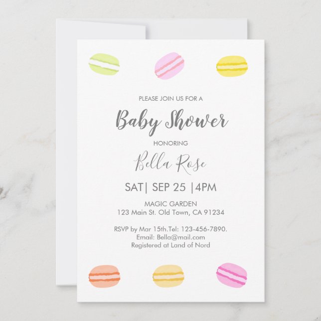 Sweet Macaron Baby Shower Invitations (Devant)