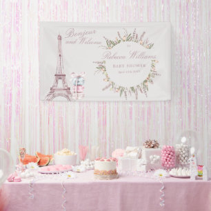 Sweet Macaron Bonjour Bebe Paris Baby Dusche Banner