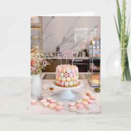 Sweet Macaron Cake Happy Birthday Card Karte