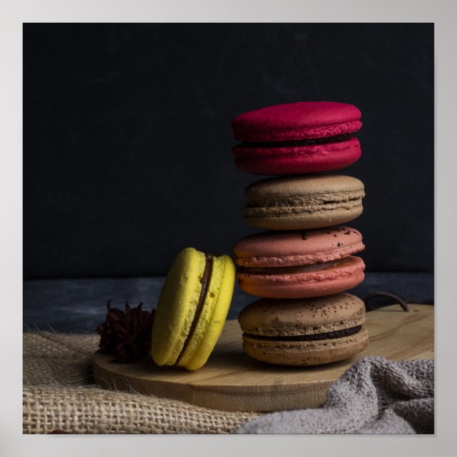 Sweet Macarons Küche Poster Macarons Red Yellow (Vorne)