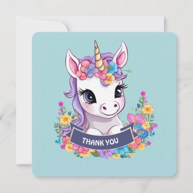 Sweet Magical Baby Unicorn Dankeskarte (Vorderseite)