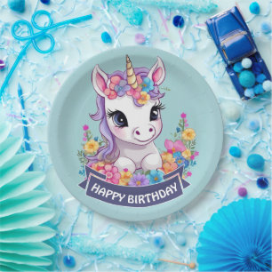 Sweet Magical Baby Unicorn Pappteller