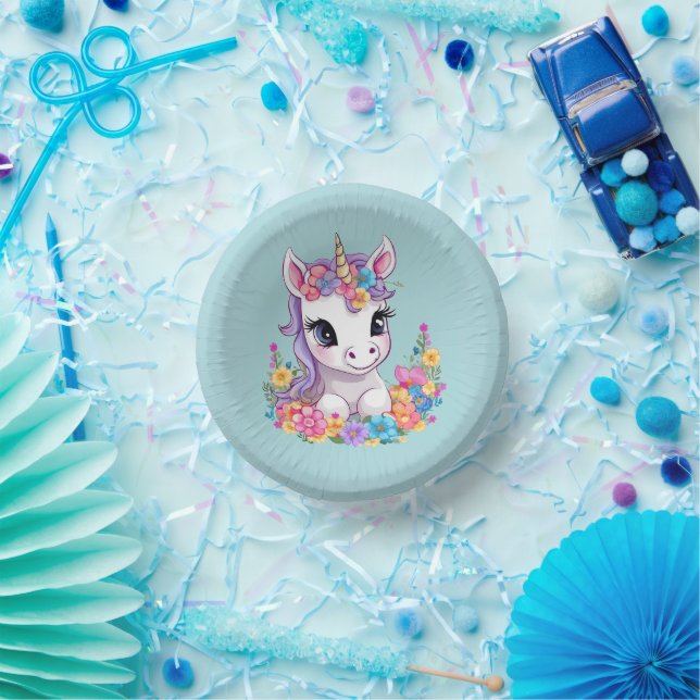 Sweet Magical Baby Unicorn Pappteller (Party)