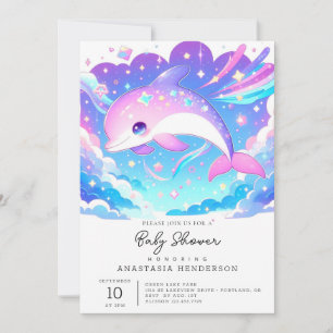 Sweet Majestic Dolphin Baby Dusche Einladung