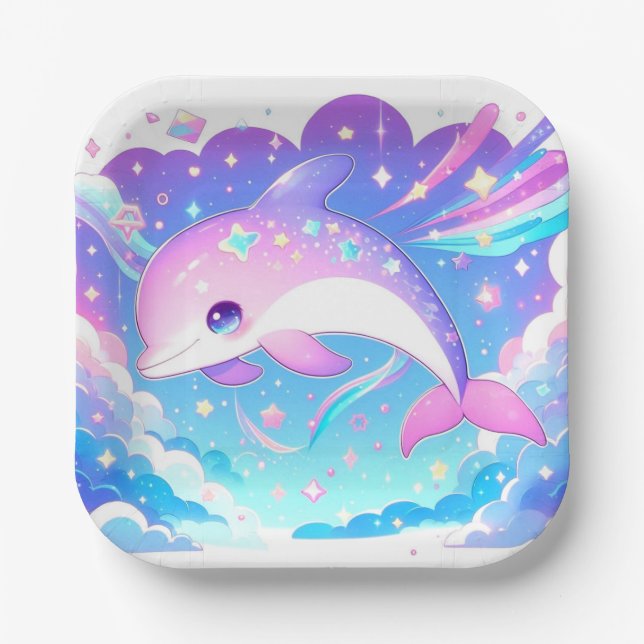 Sweet Majestic Dolphin Baby Dusche Pappteller (Vorderseite)