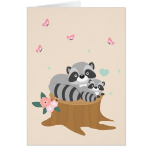 Sweet Mama and baby Raccoons Mütter Day