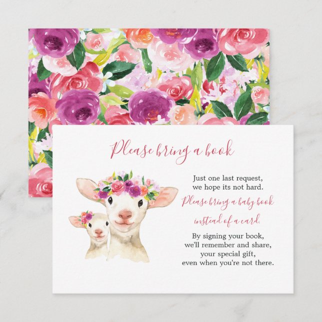 Sweet Mama und Baby Lamb Babydusche Buchkarte Einladung (Vorne/Hinten)