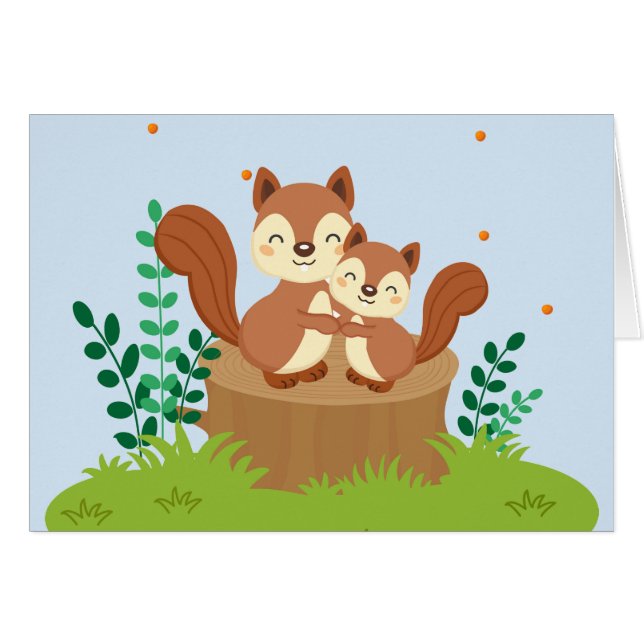 Sweet Maman et bébé Écureuils Fête des mères (Devant horizontal)