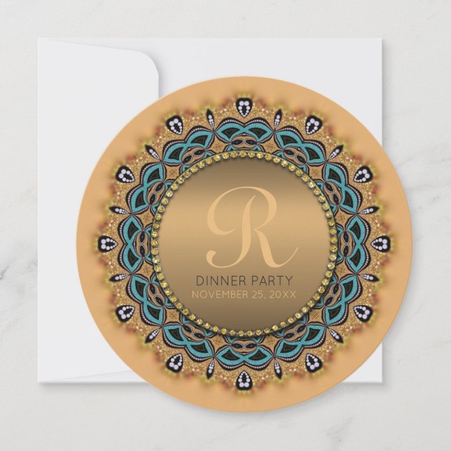 Sweet Marocain Dinner Party Gold Invitation (Devant)