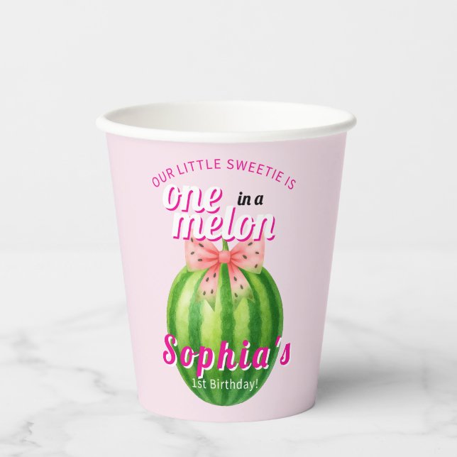 Sweet Melon First Birthday Party Pappbecher (Vorderseite)