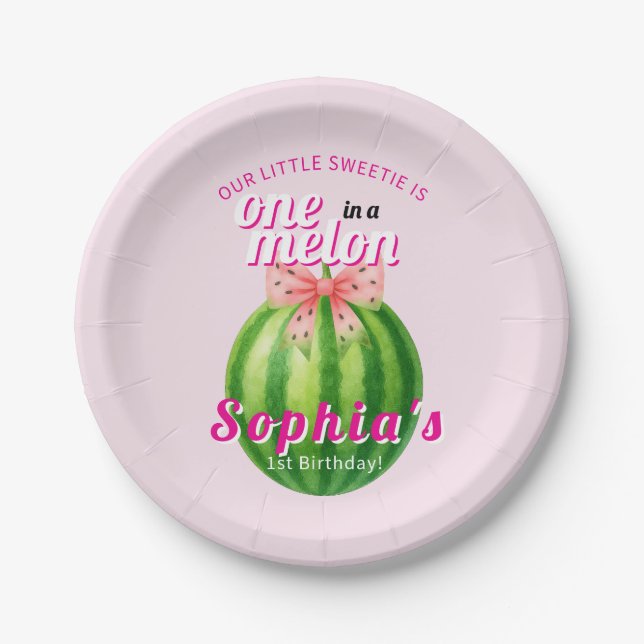 Sweet Melon First Birthday Party Pappteller (Vorderseite)