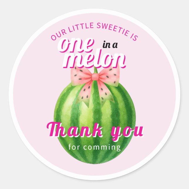 Sweet Melon First Birthday Party Runder Aufkleber (Vorderseite)