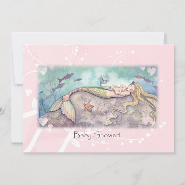 Sweet Mermaid Baby Shower Einladungen (Vorderseite)