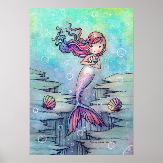 Sweet Mermaid Fantasy Art von Molly Harrison Poster (Vorne)