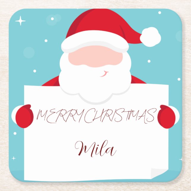 Sweet Merry Christmas Santa Claus Rechteckiger Pappuntersetzer (Vorderseite)