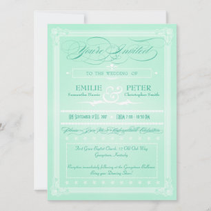 Sweet Mint Green Poster Art Einladungen für Hochze