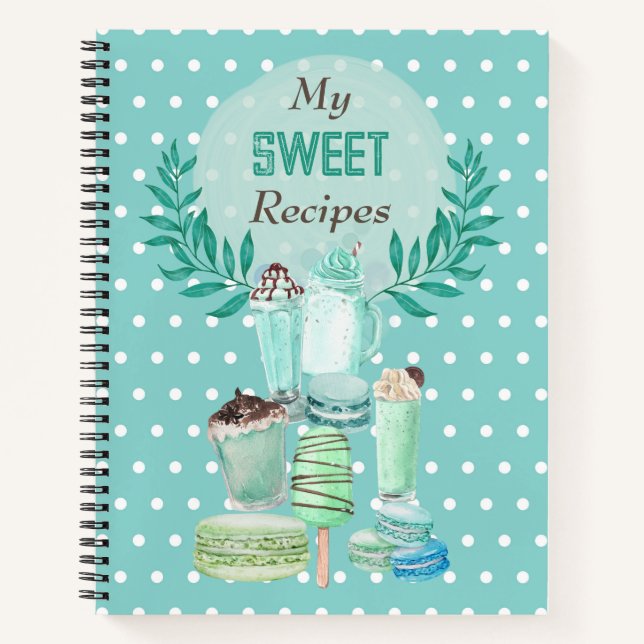Sweet Mint Muster Rezepte Notebook Notizbuch (Vorderseite)