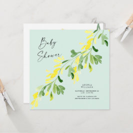 Sweet Mint Yellow Wildblumen Babydusche Square Einladung