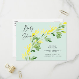 Sweet Mint Yellow Wildblumen Kinderdusche Einladungspostkarte