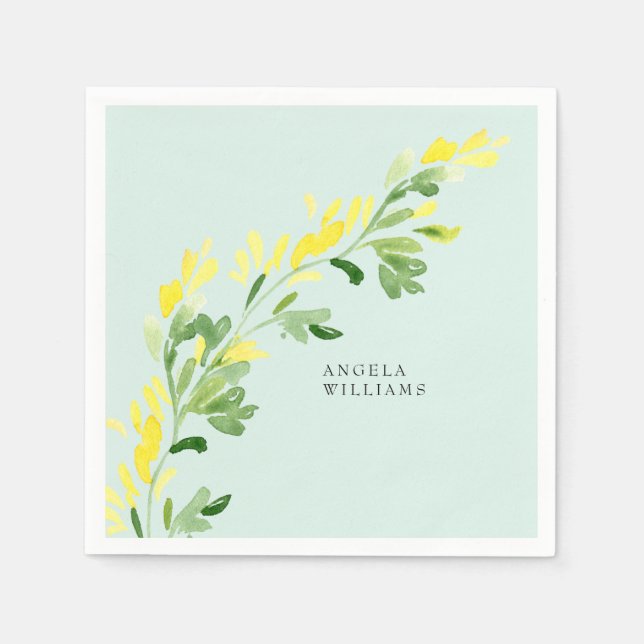 Sweet Mint Yellow Wildblumen Kinderdusche nach Maß Serviette (Vorderseite)