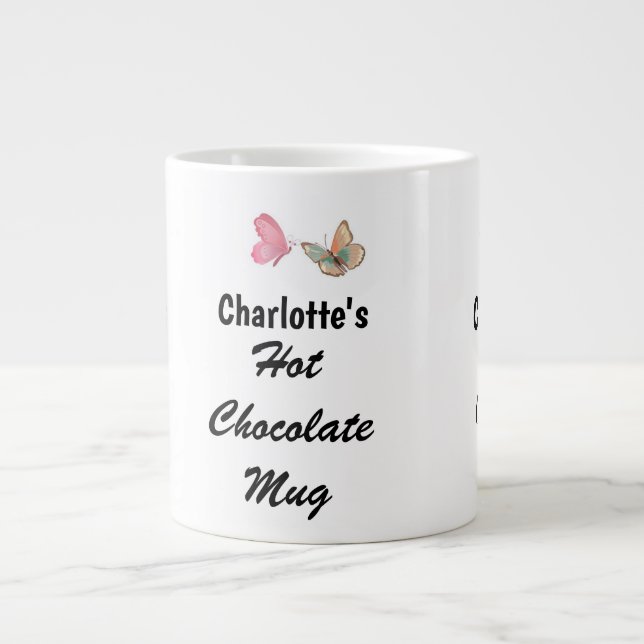 Sweet Modern Individuelle Name Script Hot Chocolat Jumbo-Tasse (Vorderseite)