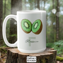 Sweet Modern Minimal Green Crochet Kiwi Name