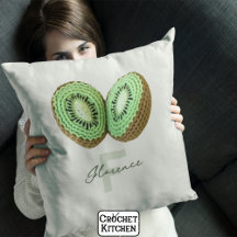 Sweet Modern Minimal Green Crochet Kiwi Name