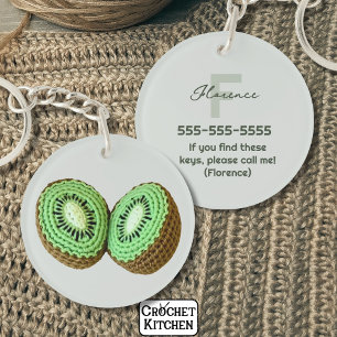 Sweet Modern Minimal Green Crochet Kiwi Name Schlüsselanhänger