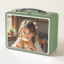 Sweet Modest Design Girl Eating a Sandwich Metall Brotdose