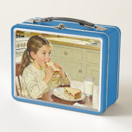 Sweet Modest Design – Girl Eating a Sandwich Metall Brotdose