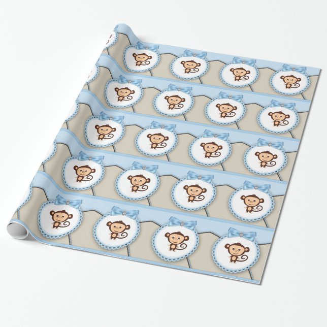 Sweet Monkey Baby Dusche Geschenkpapier (Ungerollt)