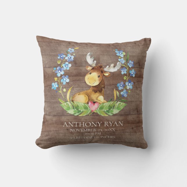 Sweet Moose Baby Birth Stats Pillow Kissen (Vorderseite)