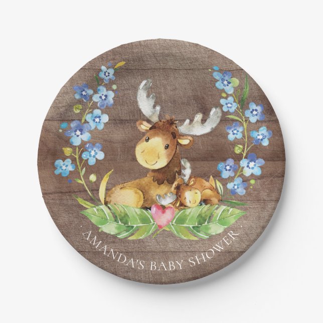 Sweet Moose Baby Shower 7" Platten Pappteller (Vorderseite)