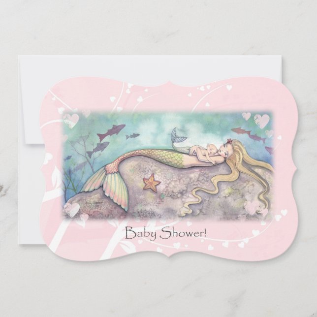 Sweet Mother and Baby Mermaid Baby Showeinladungen Einladung (Vorderseite)