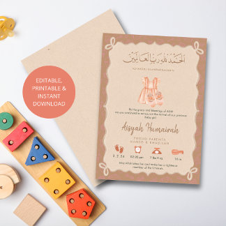 Sweet Muslim Pink Baby Outfits Birth Announcement  Ankündigung