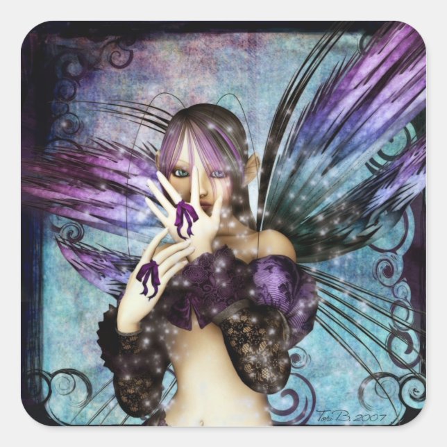 Sweet Mystery Fairy Quadratischer Aufkleber (Vorderseite)